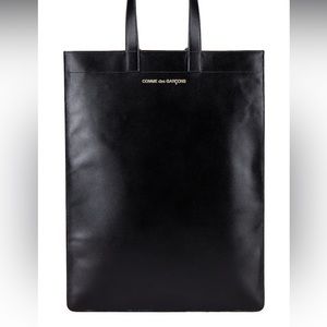 Comme de garcons black leather tote bag